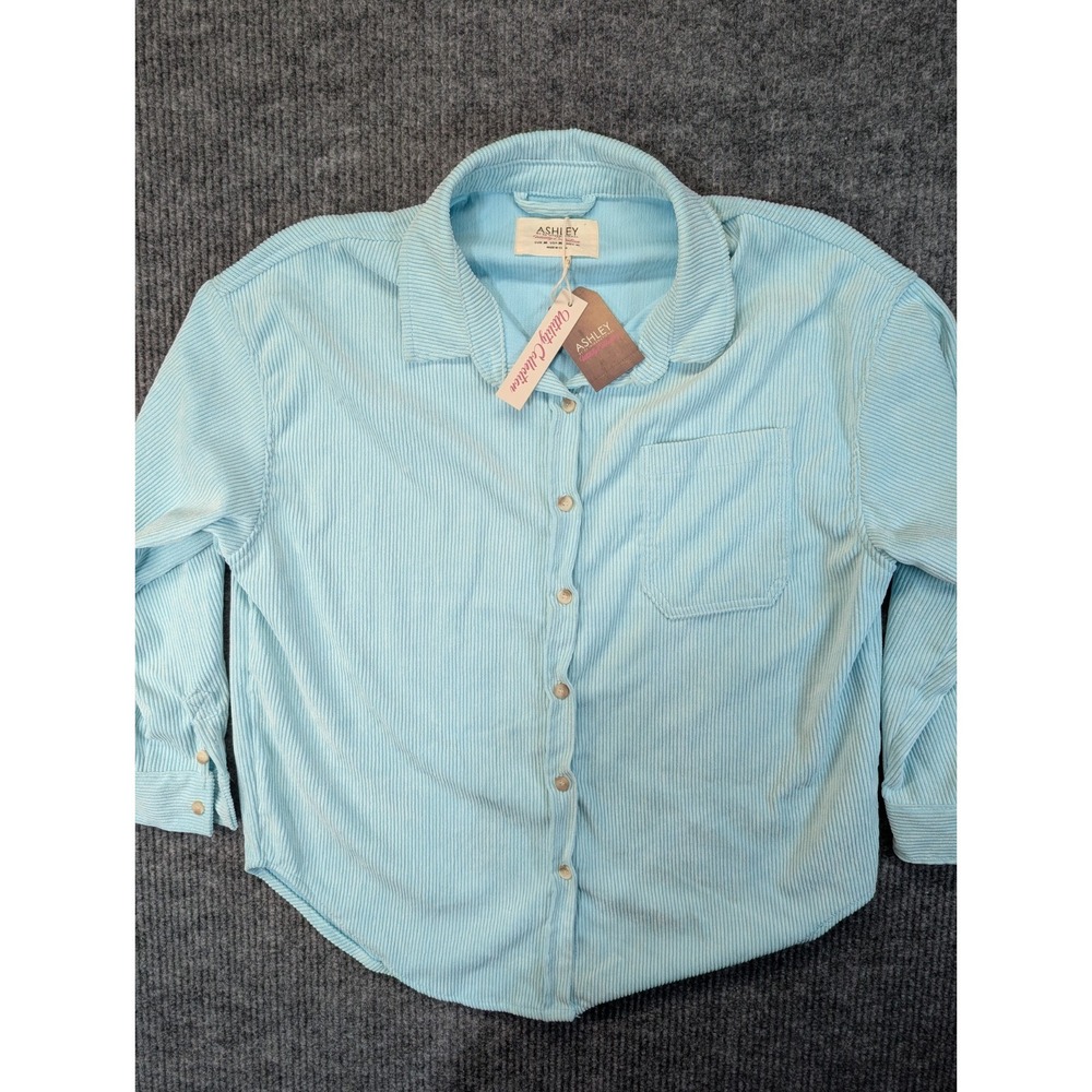 Ashley By 26 Int'l.  Utility Collection Blue/Teal Corduroy Shacket Sz M